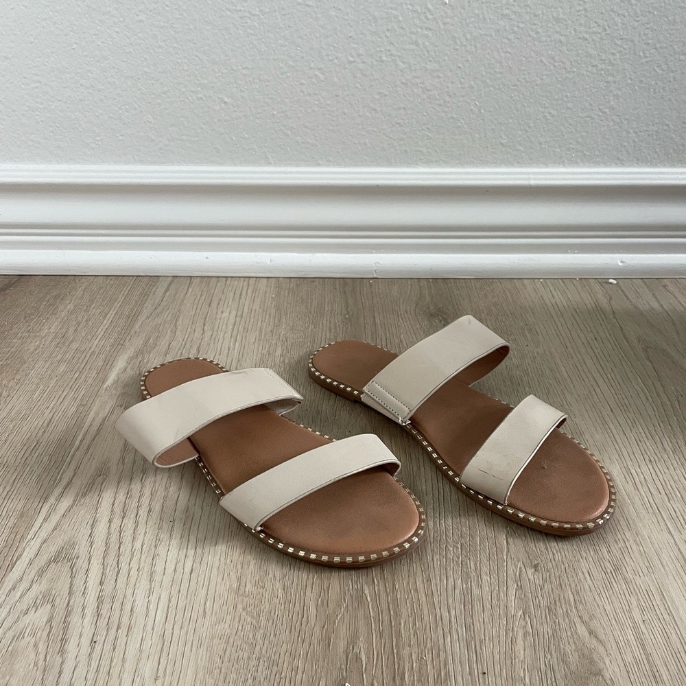 SODA beige strappy flat sandals